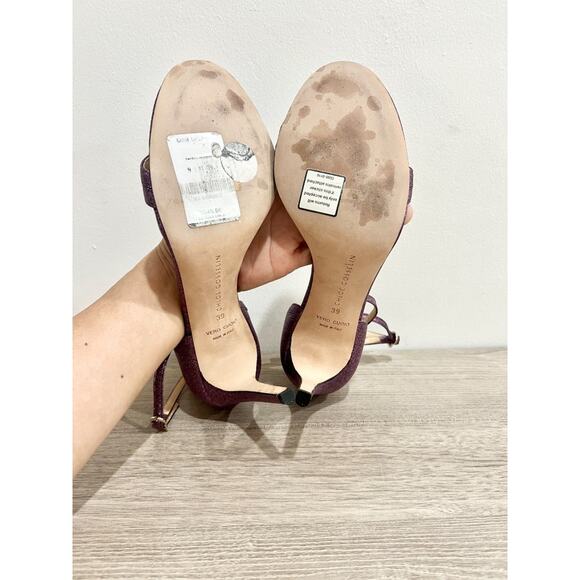 Chloe Gosselin Metallic Ankle Strap Stilettos Sandals Purple Women's Size EU 39 - Picture 6 of 6